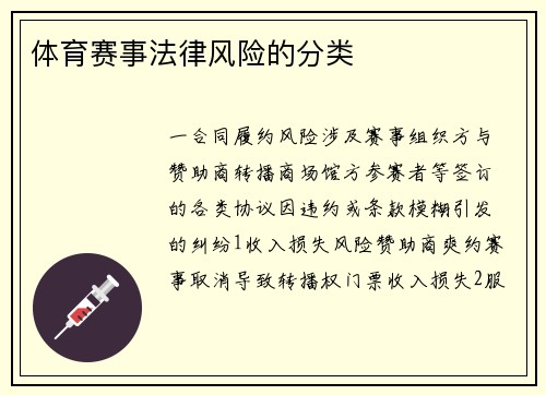 体育赛事法律风险的分类